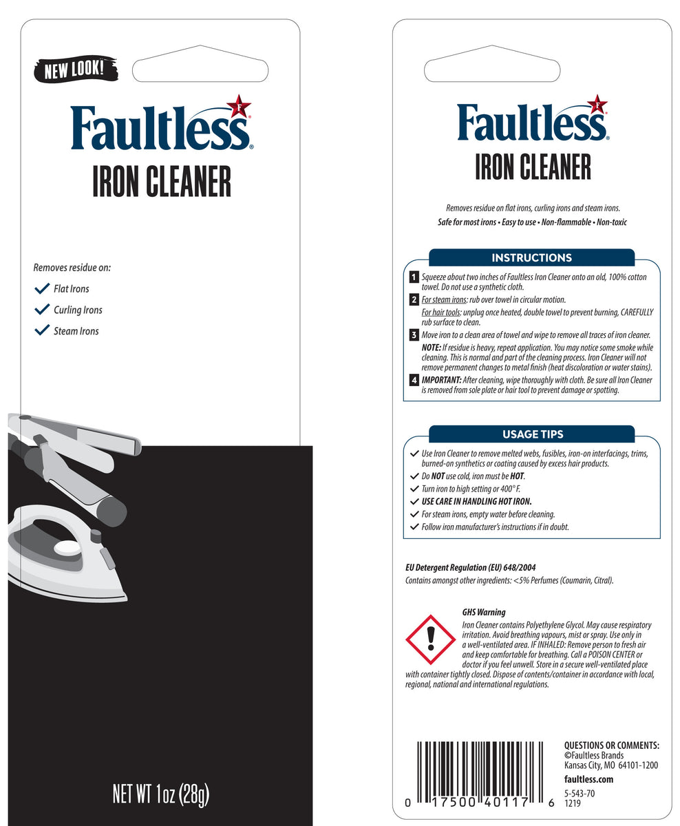 FAULTLESS Hot Iron Cleaner, Non-Toxic Steam Iron Cleaner, Removes Melted  Fabrics, Glue, Hard Water, Lime Deposits & Starch - 2 X 0.17 oz Tubes  Blister