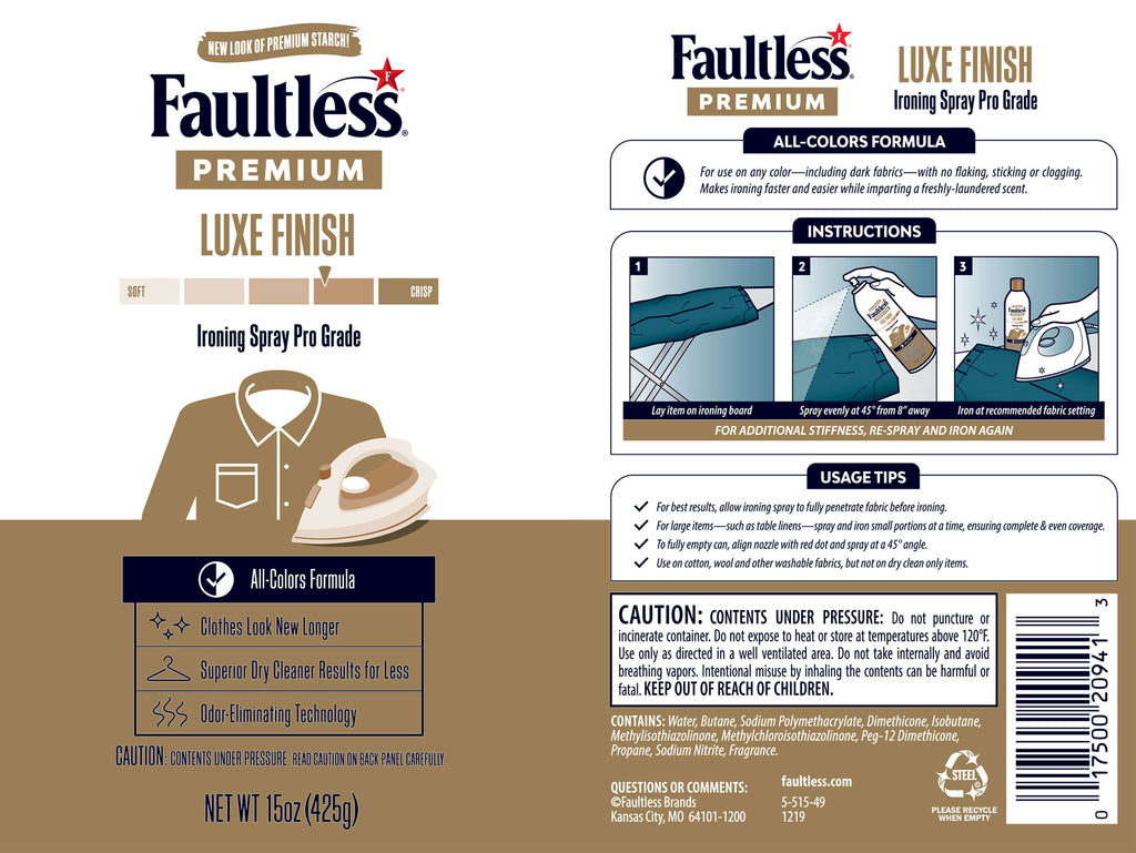 Faultless Premium Professional Starch Spray Luxe Finish Ironing